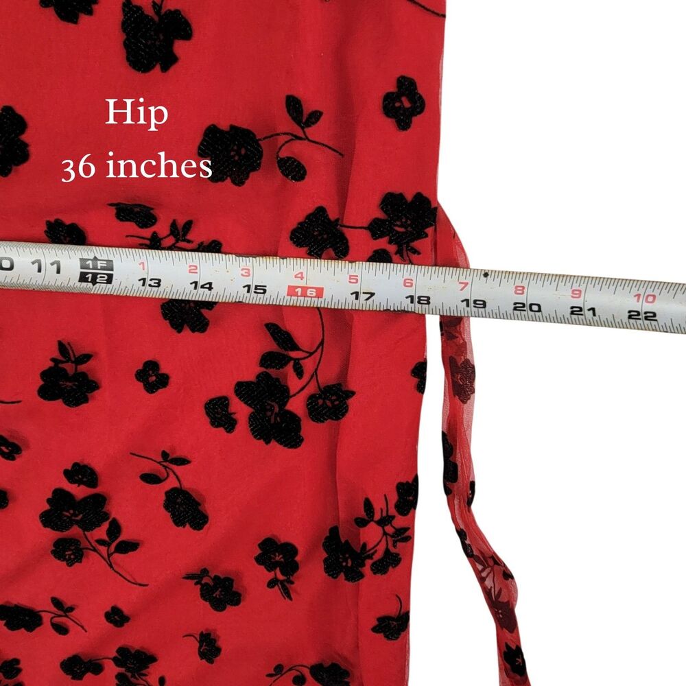 SHEIN Red and black Floral Dress Puff Sleeve Chiffon Boho Style XL - Picture 5 of 13